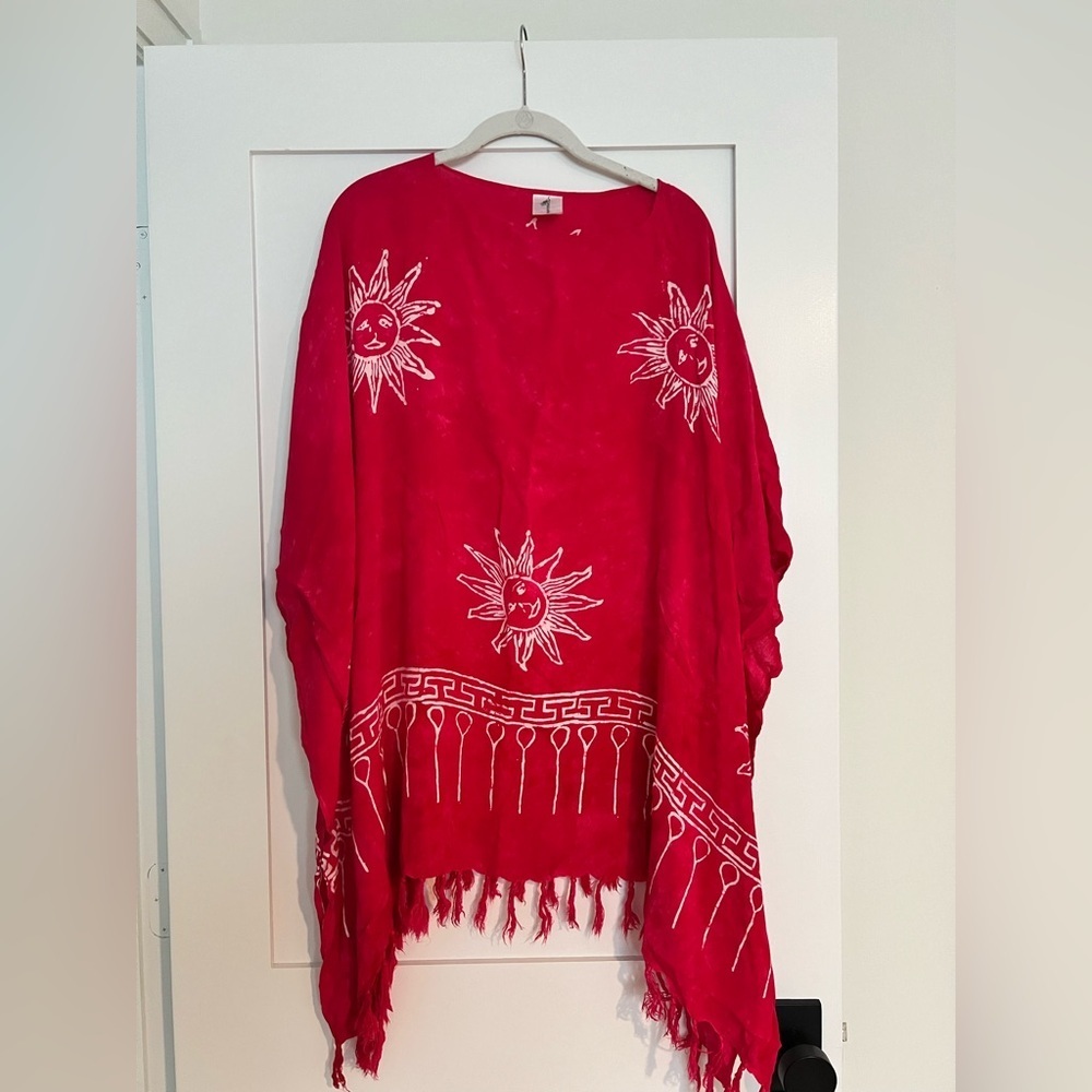 Red Sun Patterned Swim Coverup